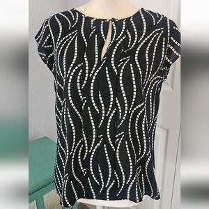 Ann Taylor Factory Black & White Printed Blouse